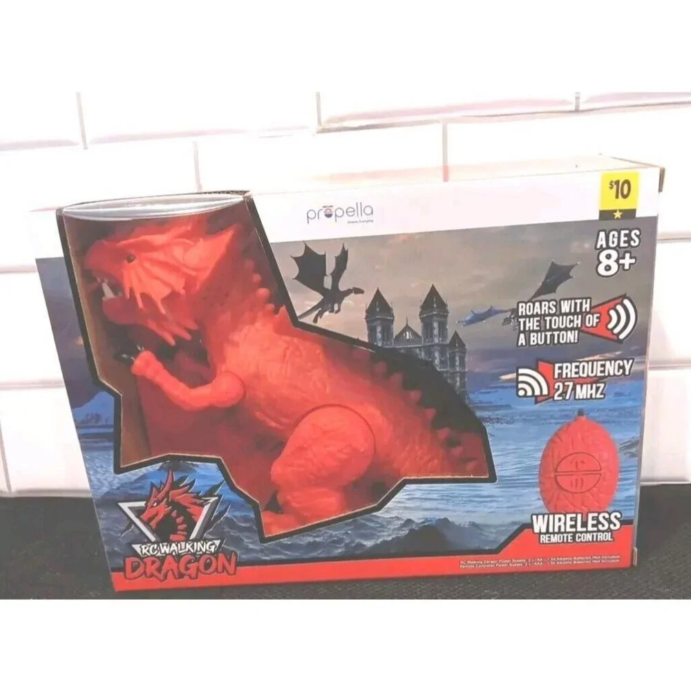 WIRELESS Remote‎ Control Robot T-Rex W/ Roar Sound & Walking Red Dinosaur NWT